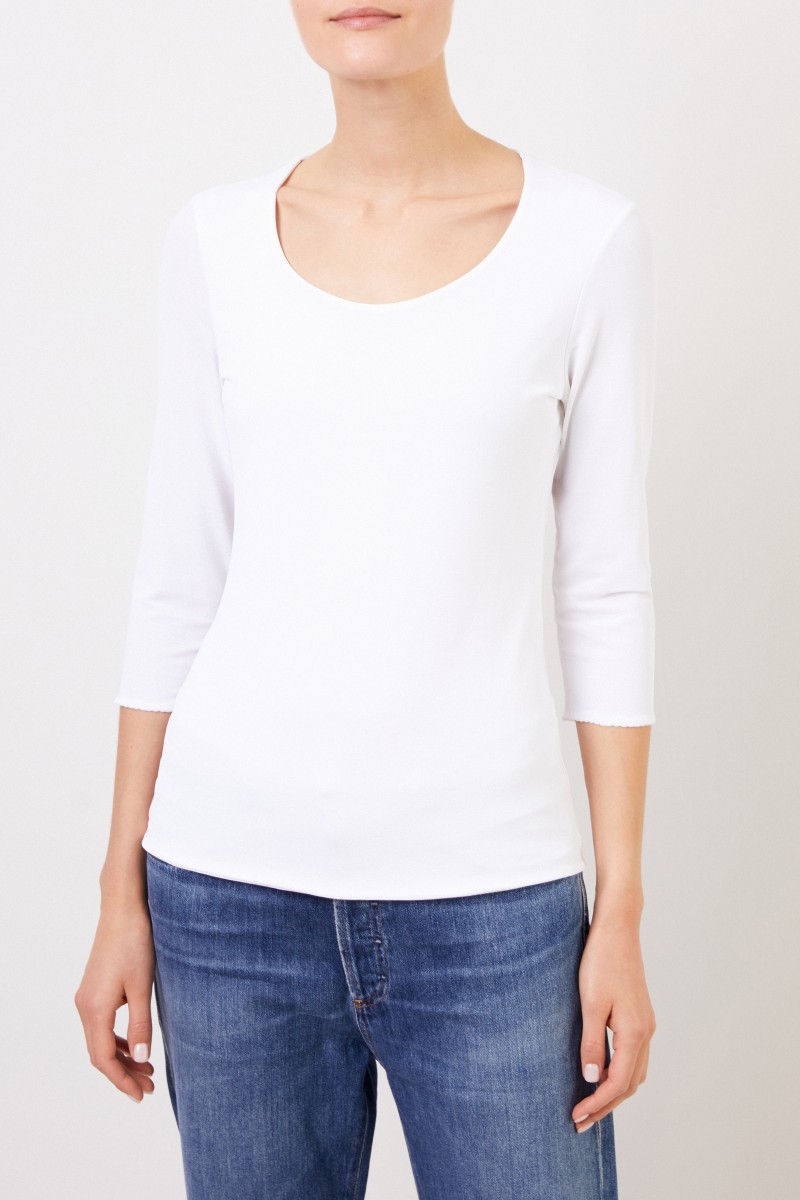 Longsleeve mit U-Boot Ausschnitt Weiß