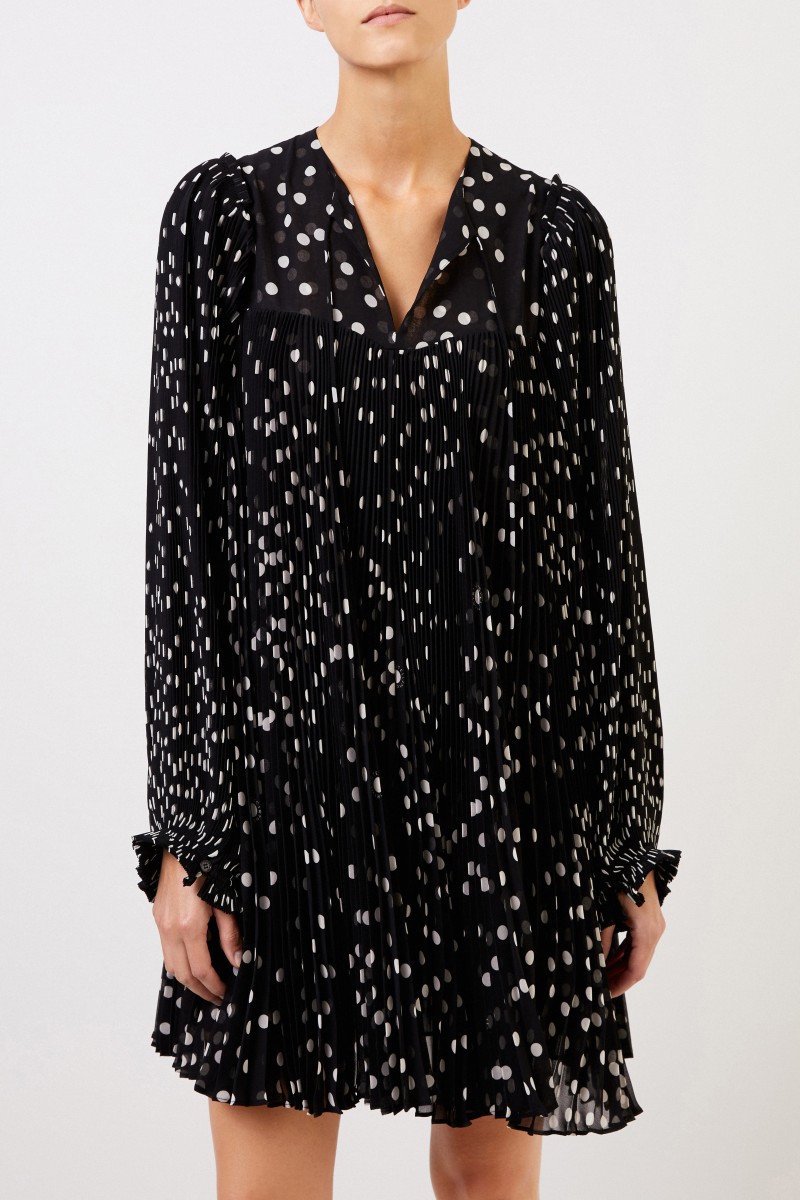 Stella McCartney Plissee-Kleid mit Punktemuster Schwarz/Weiß