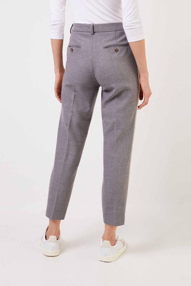 Seductive Hose mit Streifendetails 'Vicky Stripe' Grau/Beige