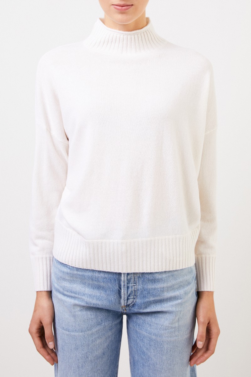 Woll-Cashmere-Pullover mit Turtleneck Weiß