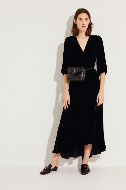 Samt-Wickelkleid 'Aldine' Schwarz
