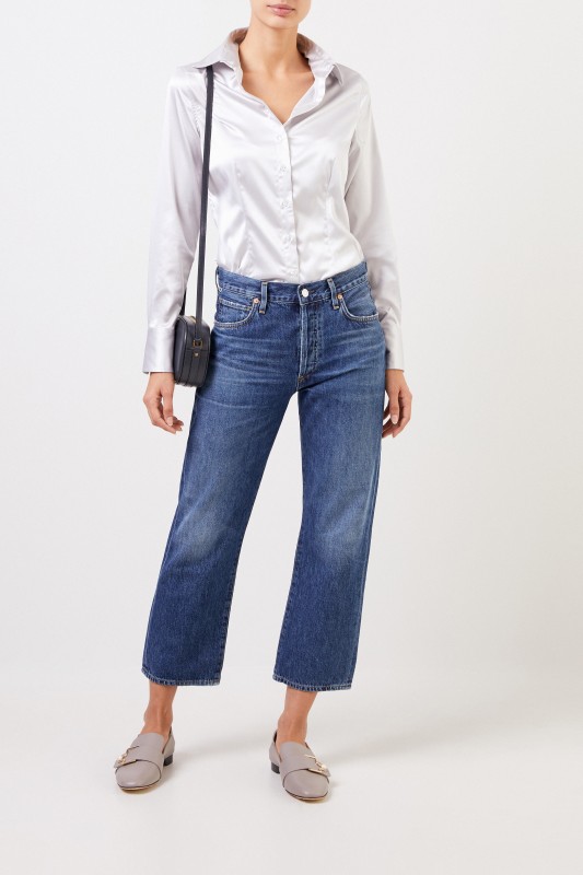 Robert Friedman Bluse 'Jonies' mit leichtem Glanz Silber