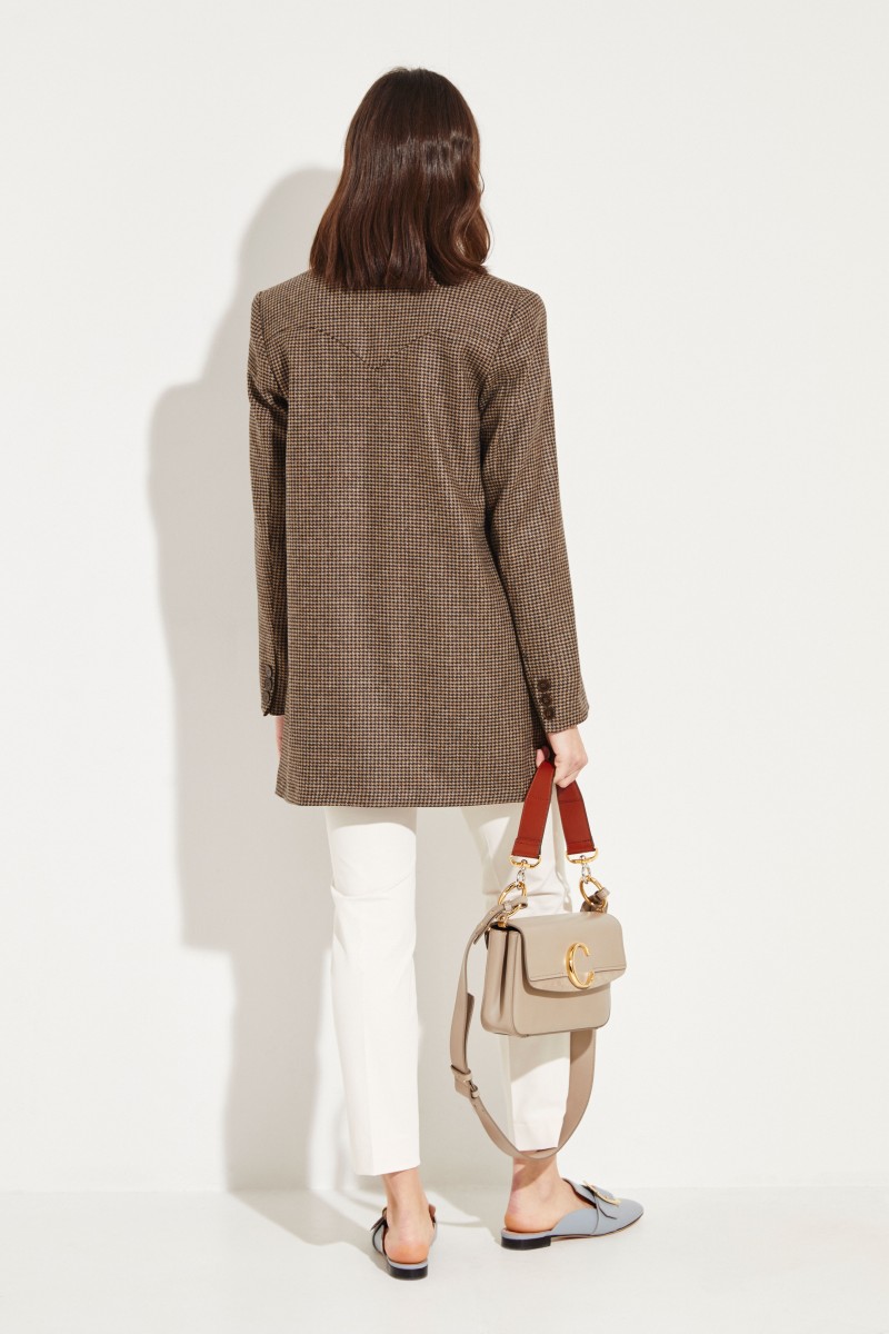 Woll-Blazer 'Demi' mit Hahnentrittmuster Schwarz/Braun