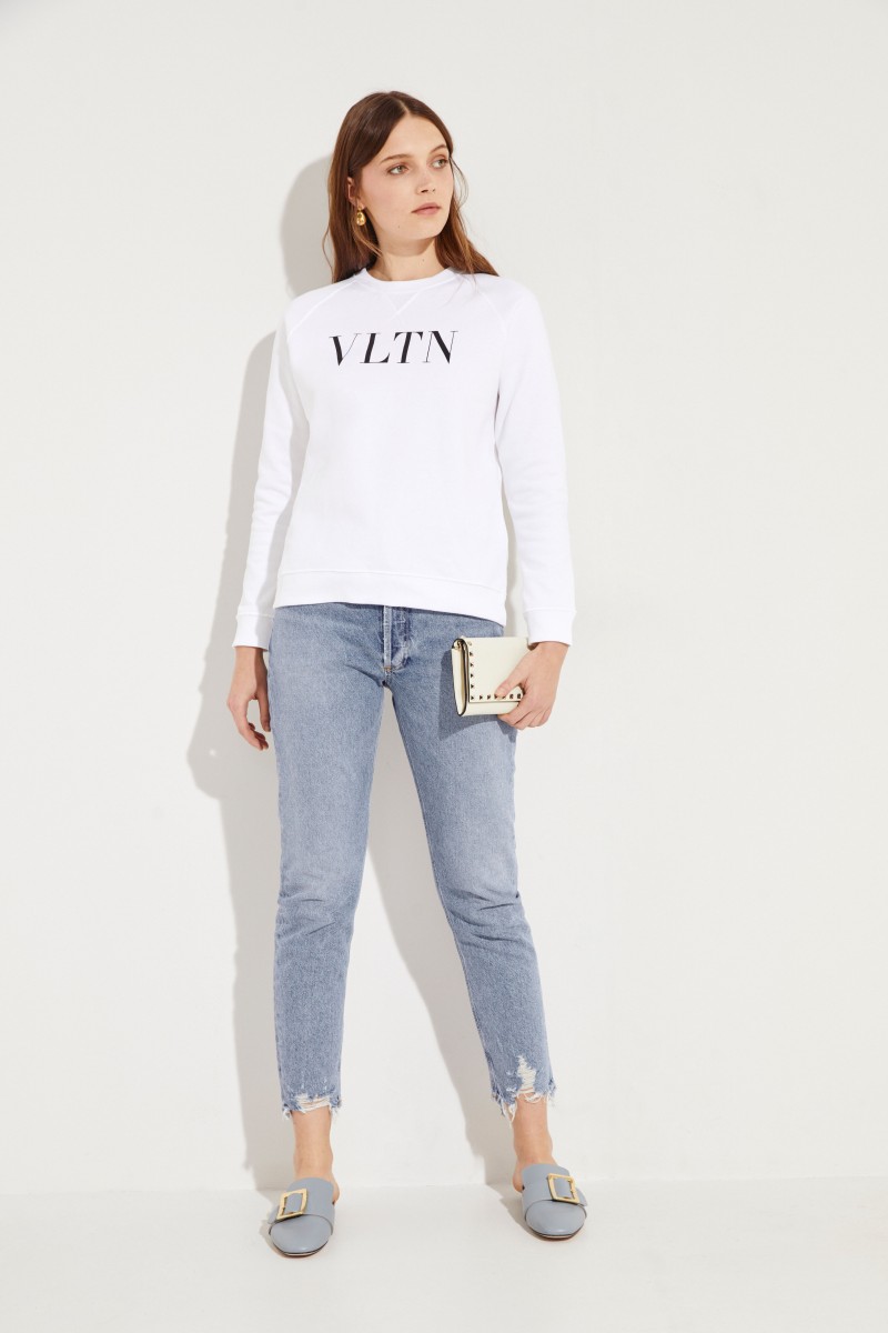 Sweatshirt 'VLTN' Weiß/Schwarz