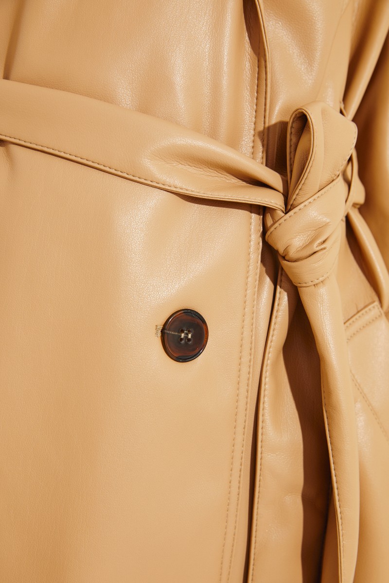 Kunstleder-Trenchcoat 'Chiara' mit Gürtel Beige