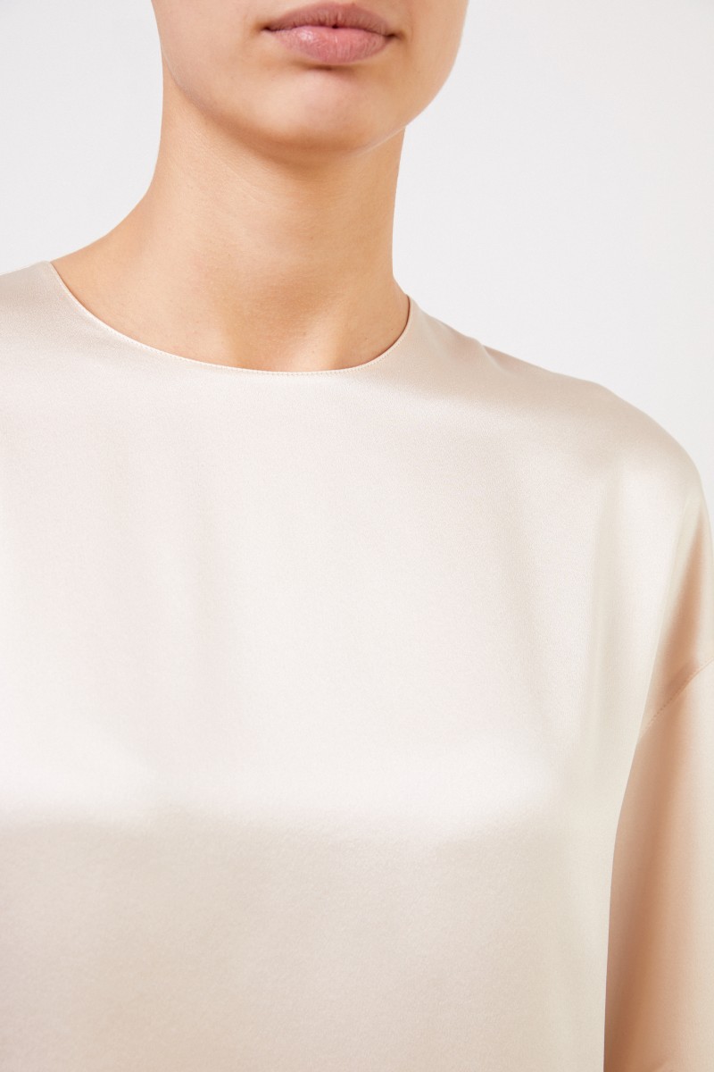 Klassische Seidenbluse Beige