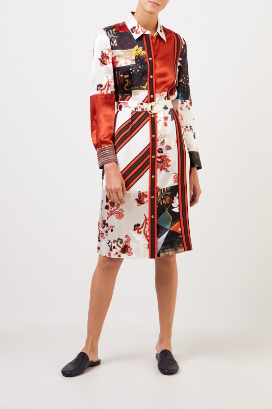 Tory Burch Hemdblusenkleid mit Patchwork Multi