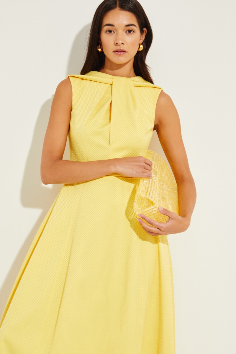 Midi-Kleid mit Knotendetail Gelb