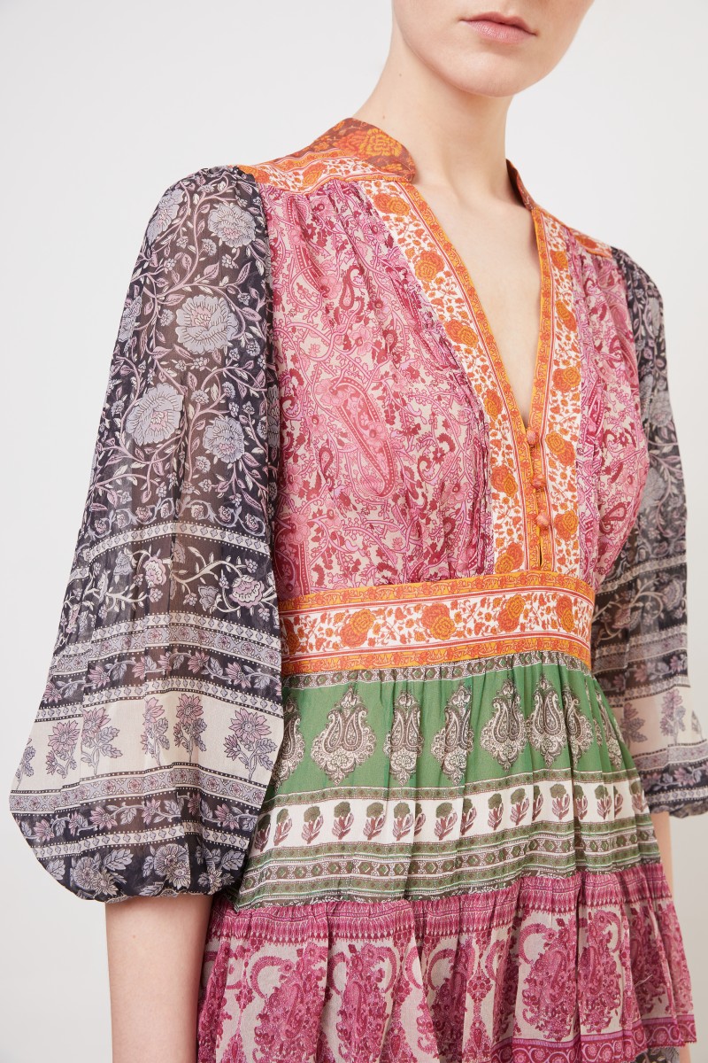 Zimmermann Baumwoll-Seiden-Kleid mit Print Multi
