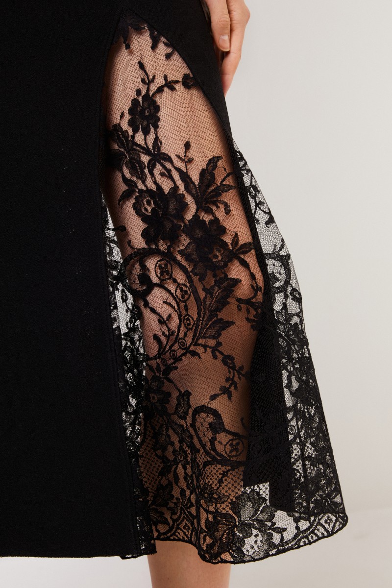 Givenchy Midirock mit Lace-Einsatz Schwarz