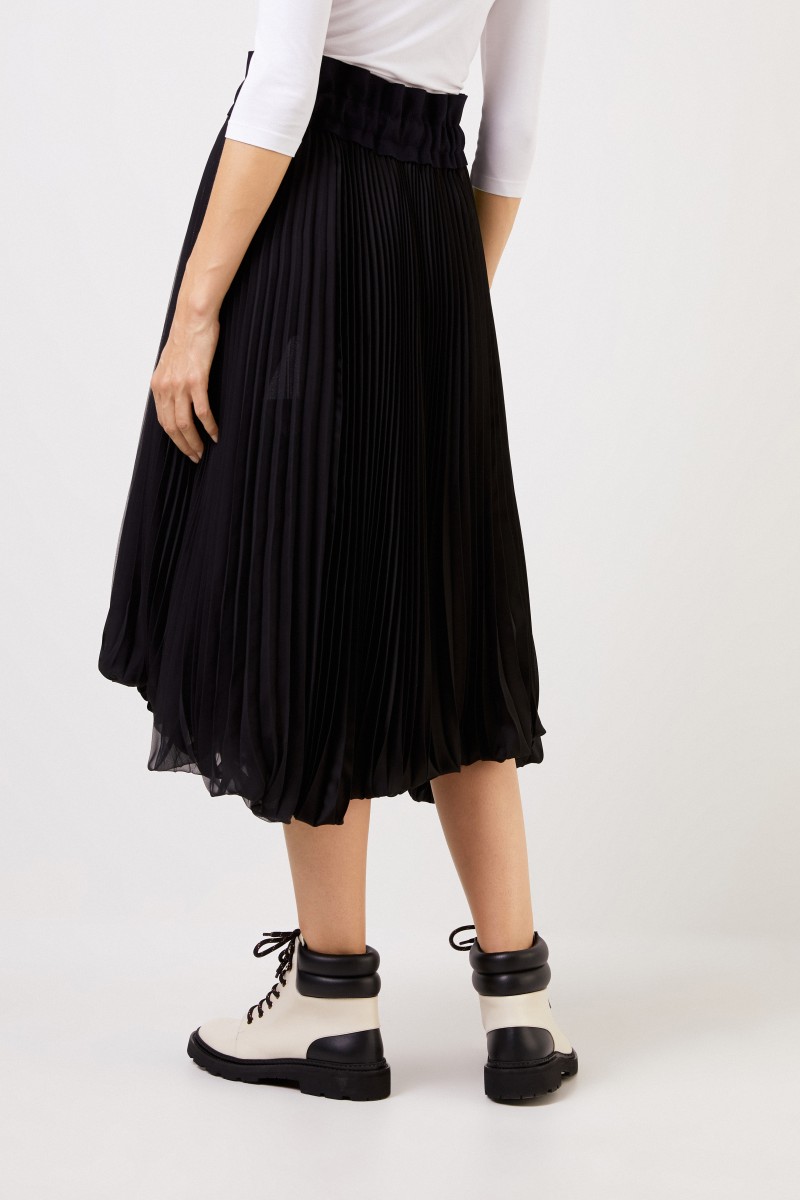 Sacai Plisseerock mit Wolldetail Schwarz