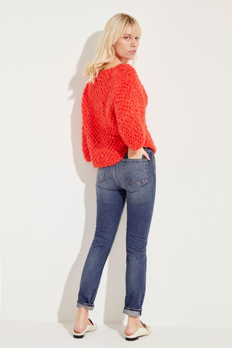 Grobstrick-Pullover 'Swantje' Rot