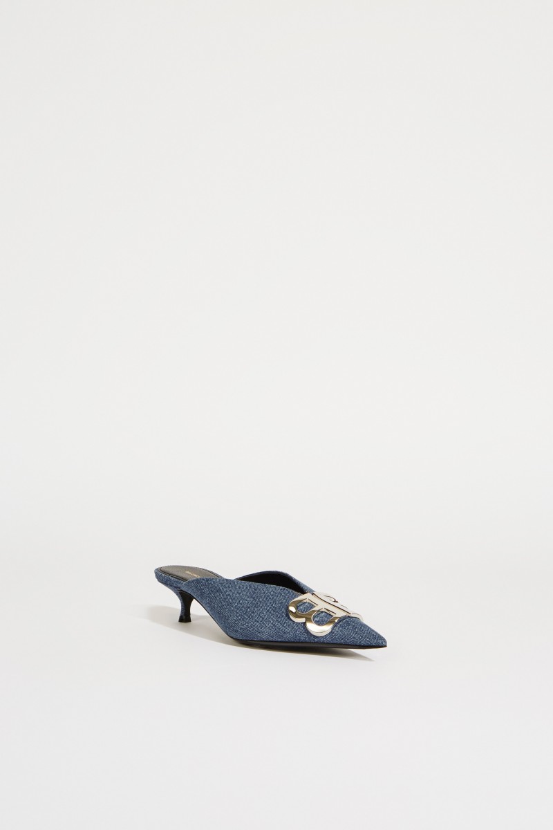 Pantolette mit Kitten-Absatz Blau