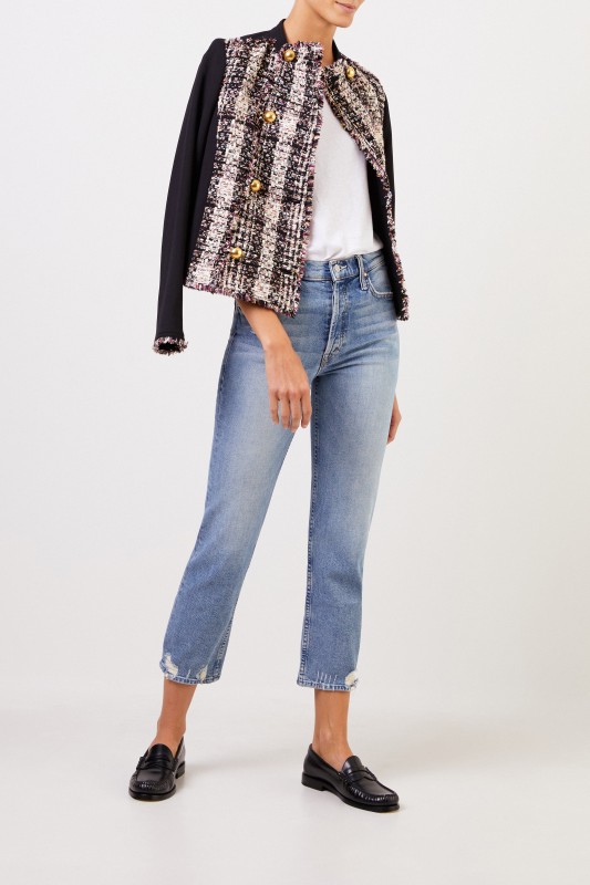 Tory Burch Tweed-Jacke mit Fransen Multi