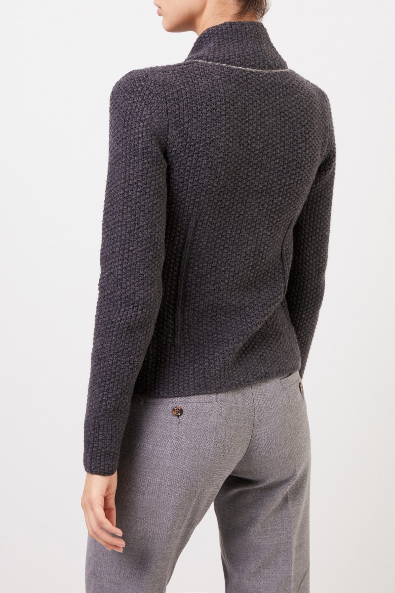 Fabiana Filippi Woll-Seiden-Blazer mit Perlenverzierung Grau