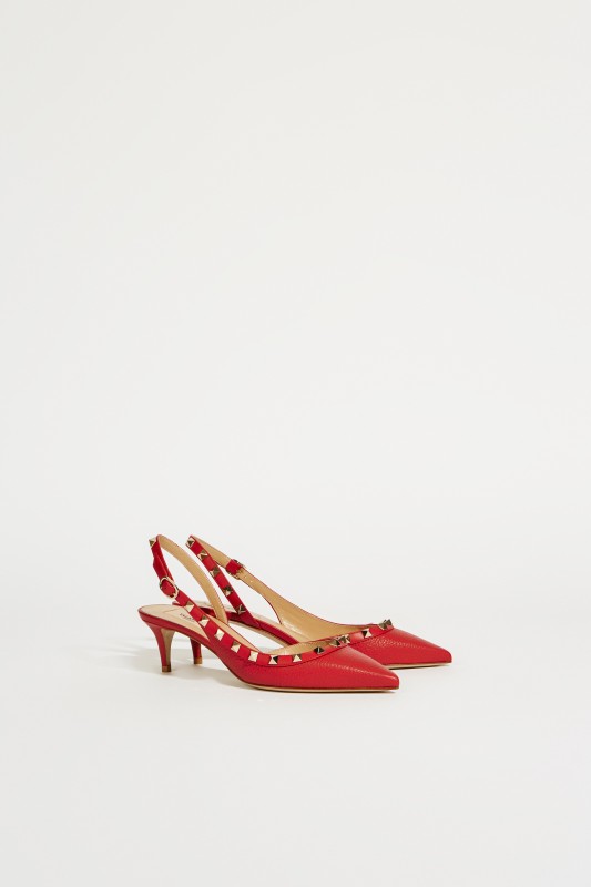 Slingback mit Nietendetails Rot