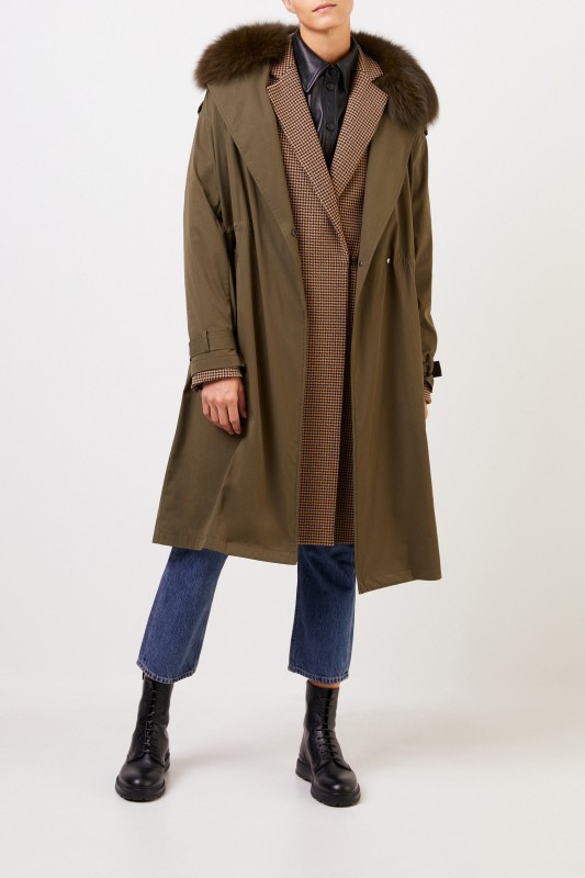 Army by Yves Salomon 2 in1 Parka mit Pelzkragen Khaki