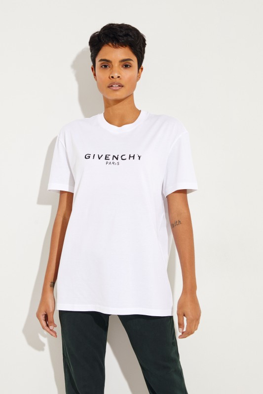 Oversize T-Shirt mit Logo Weiß