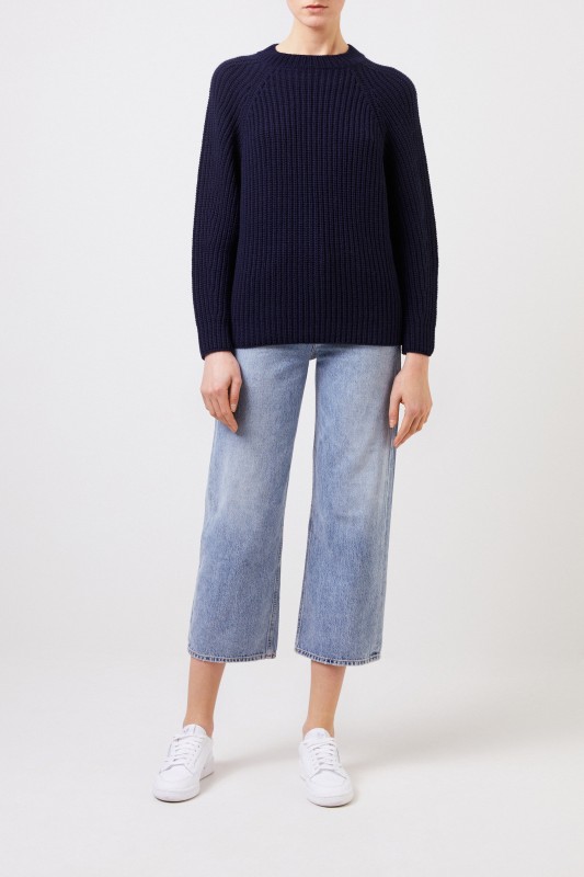 Iris von Arnim Rippstrick Cashmere-Pullover 'Francisca' Blau