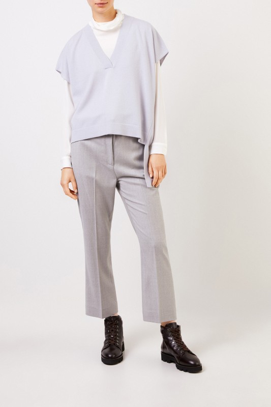 Fabiana Filippi Woll-Seiden-Pullover mit Bindedetail Hellblau/Grau