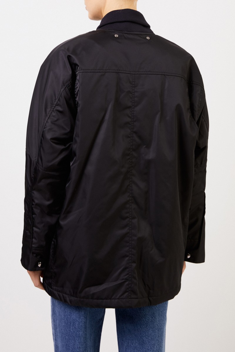 Acne Studios Lange Bomberjacke mit Kapuze Schwarz