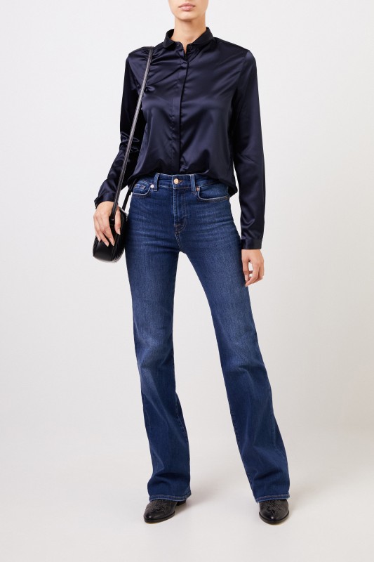 Bluse 'Asias' mit leichtem Glanz Dunkelblau