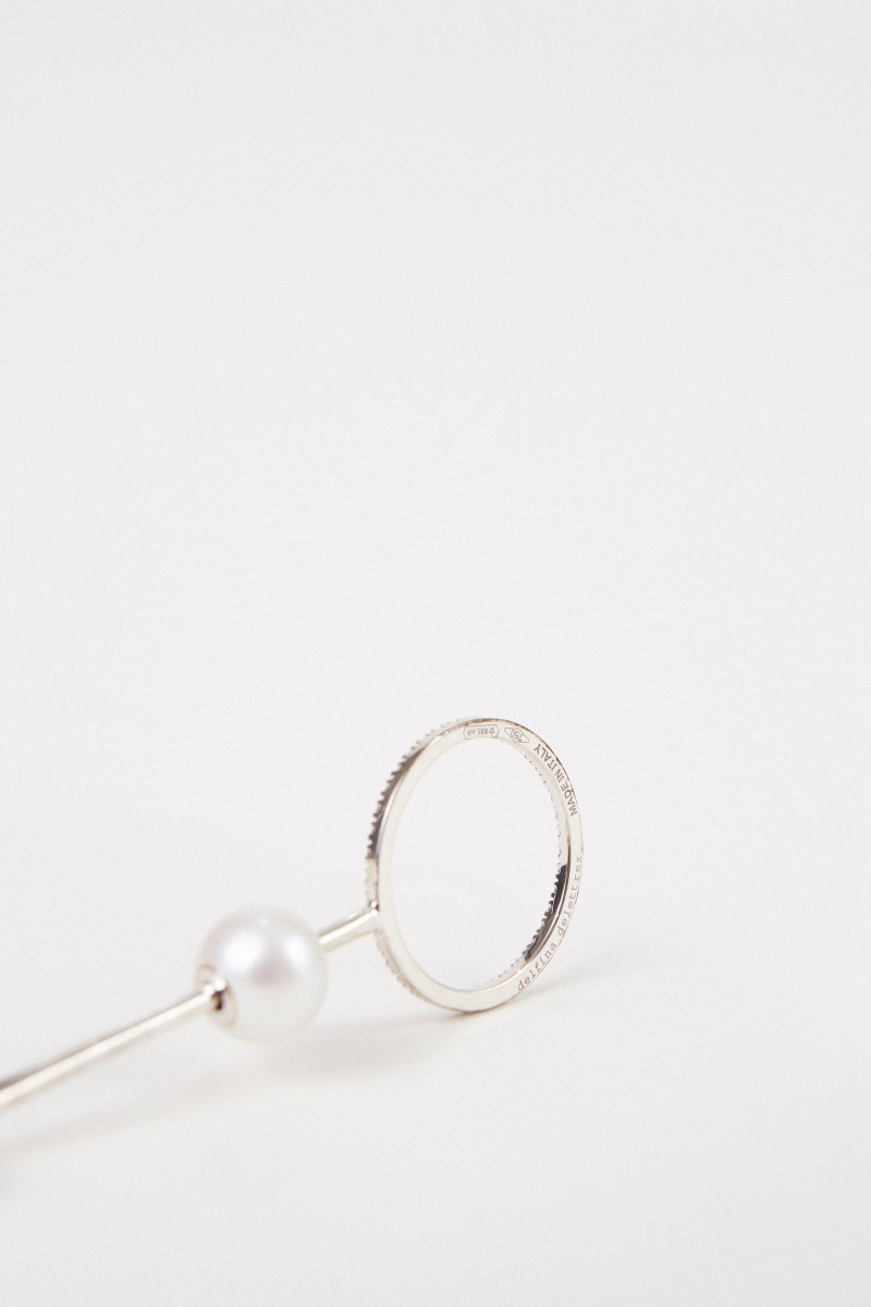 Delfina Delettrez Ohrring 'Bubble' mit Diamanten und Perle Weißgold