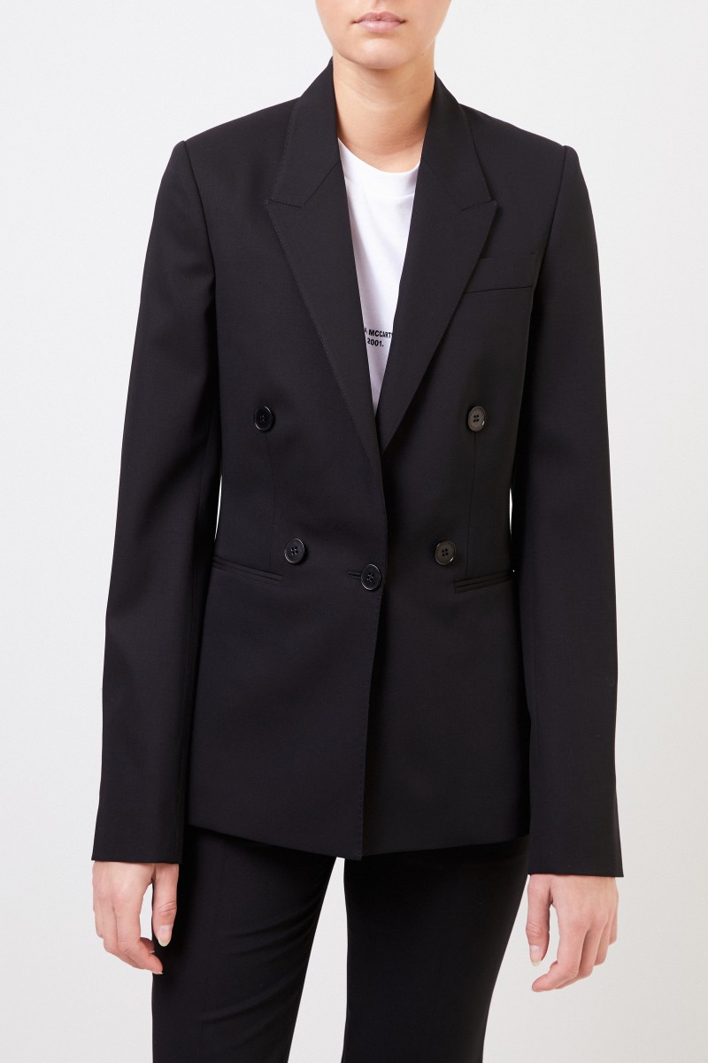 Woll-Blazer mit Steppnaht Schwarz