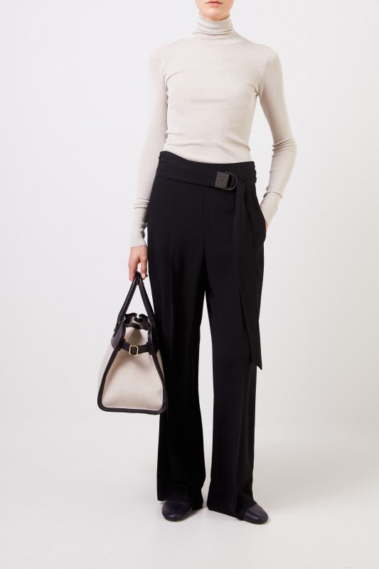 Brunello Cucinelli Rollkragenpullover mit Lurexdetails Silber