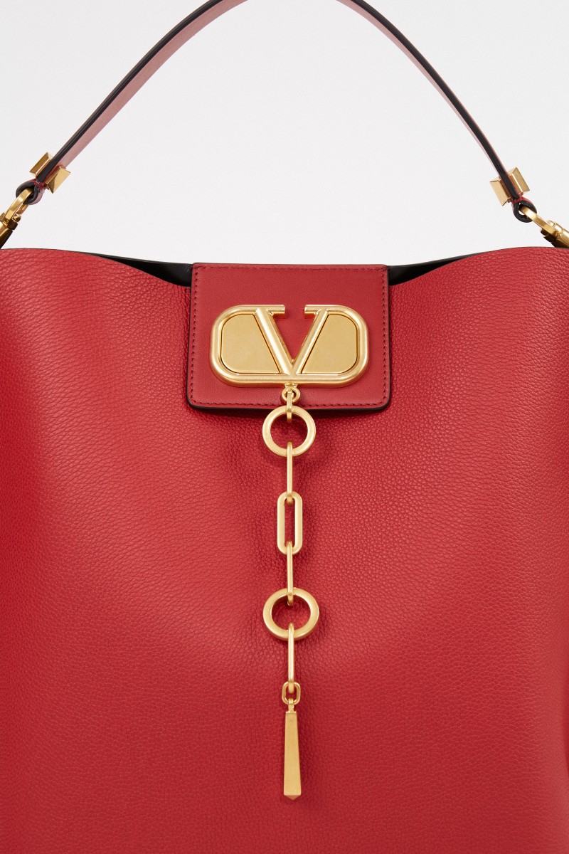 Valentino Leder-Shopper mit Pouchette Rot