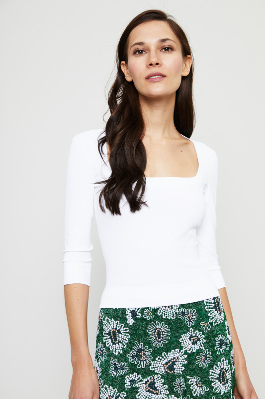 Pullover mit 3/4- Ärmeln Weiß