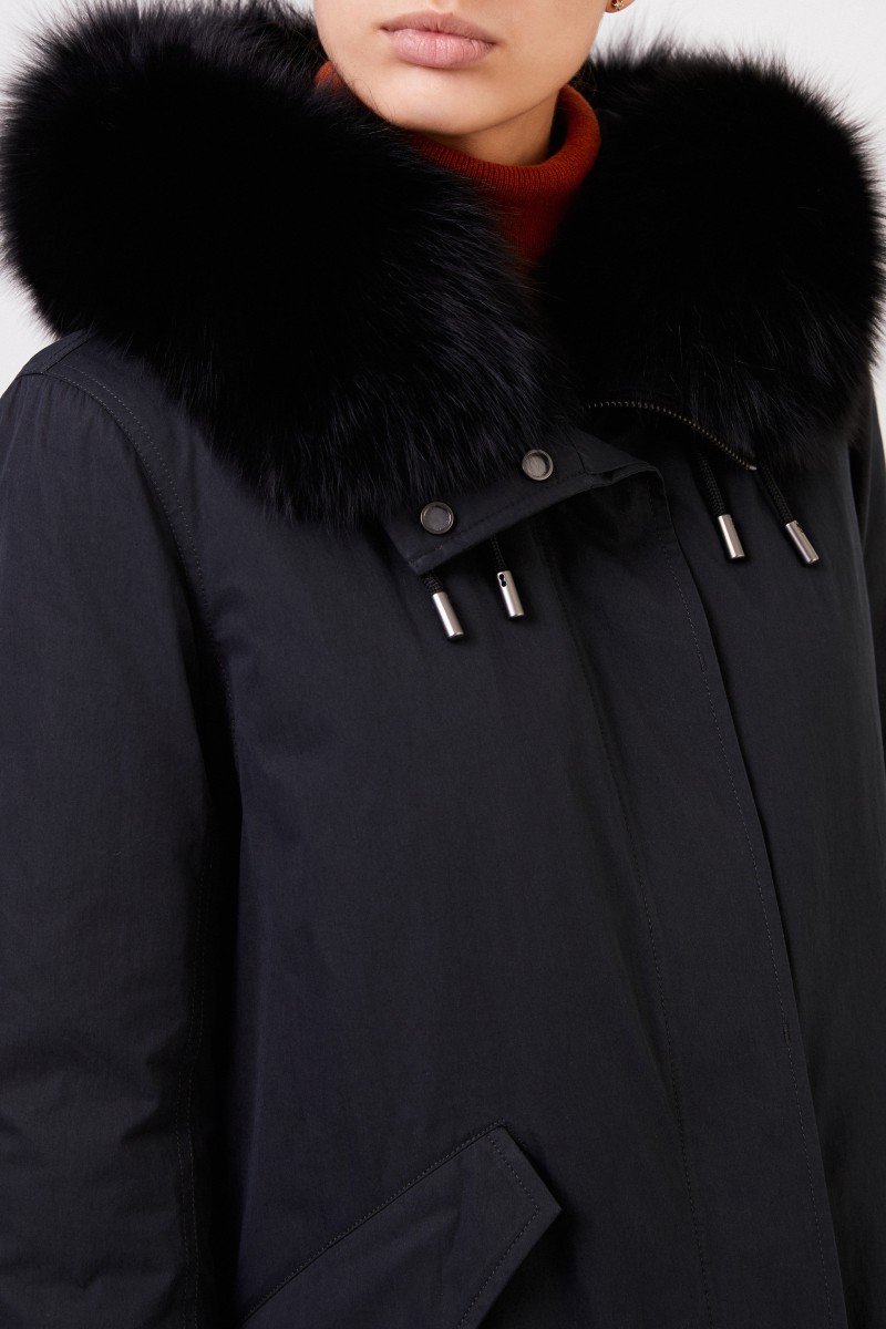 Army by Yves Salomon Parka mit Pelzkragen Schwarz