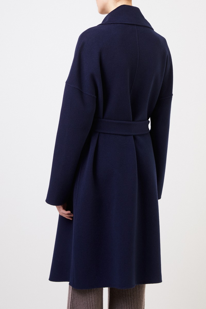 Cashmere-Mantel 'Eirin' mit Gürtel Blau