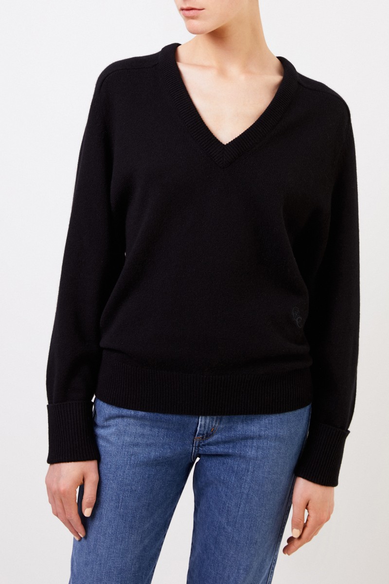 Chloé Cashmere-Pullover mit V-Neck Schwarz
