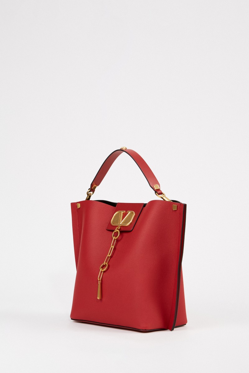 Valentino Leder-Shopper mit Pouchette Rot