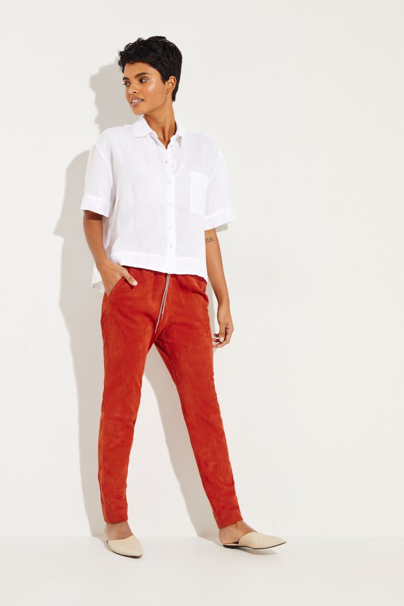 Cropped Leinenbluse 'Noral' Weiß
