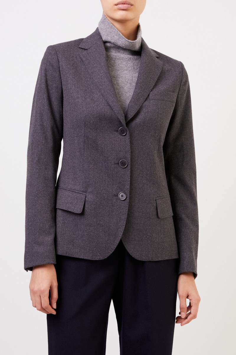 Klassischer-Woll Blazer Grau