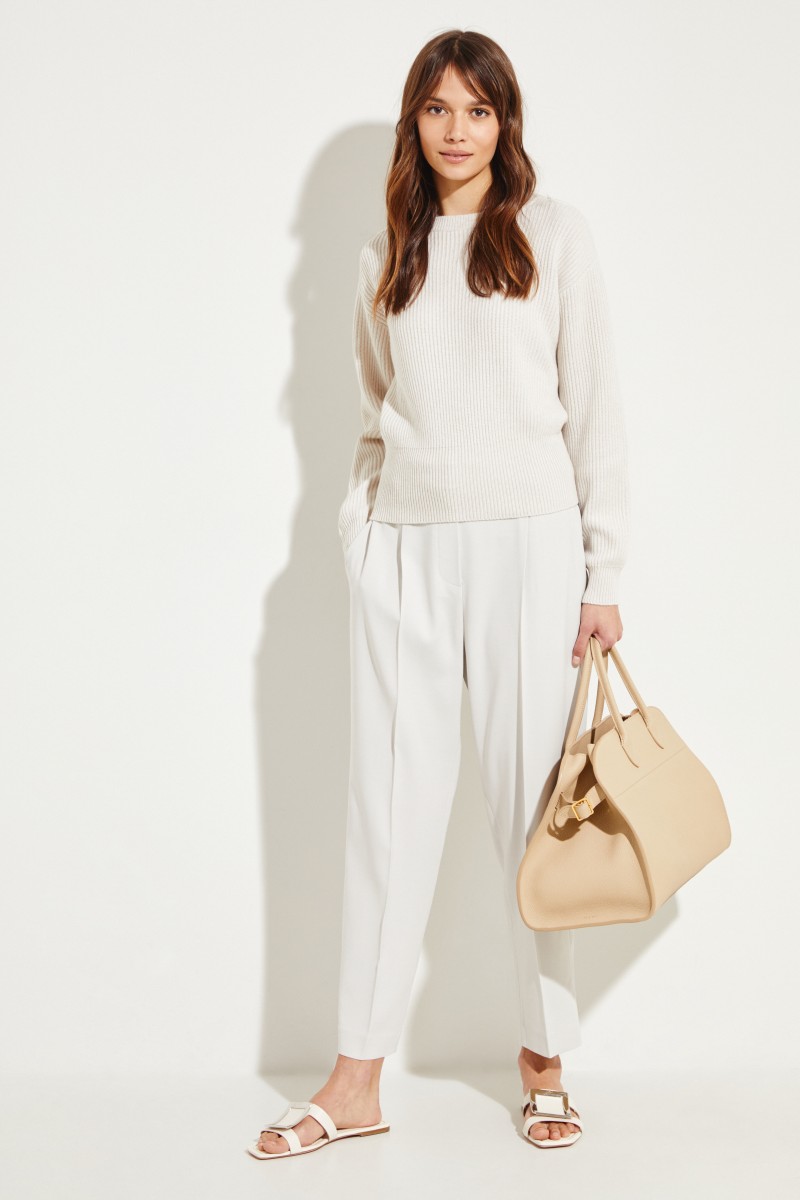 Brunello Cucinelli Rippstrick Cashmere-Pullover Beige