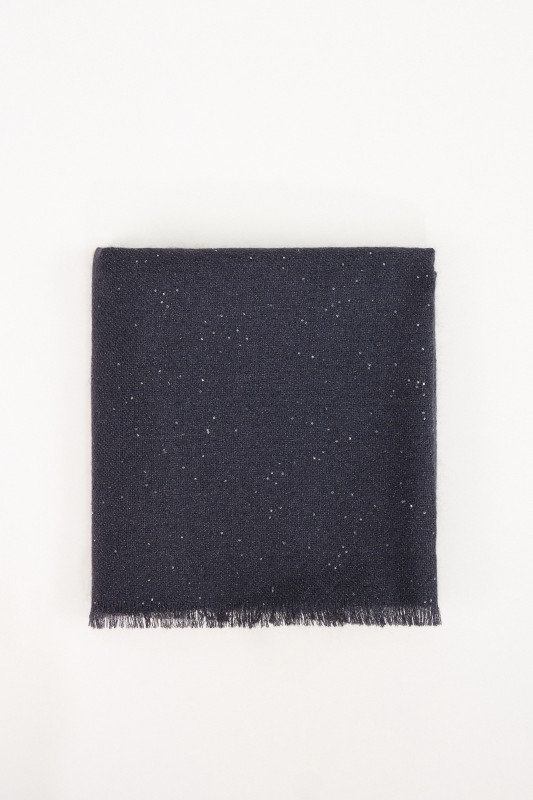 Brunello Cucinelli Seiden-Mohair-Schal mit Pailletten-Details Dunkelblau