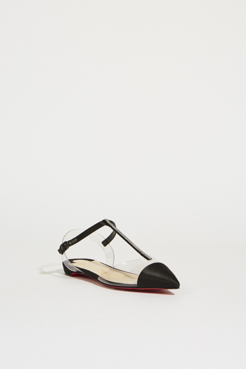 Flats 'Nosy Strass' mit Satin-Details Schwarz