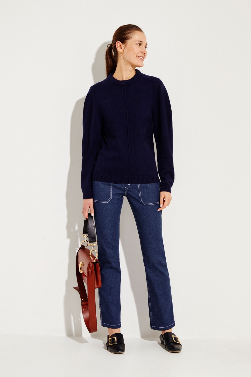 Cashmere-Woll-Pullover Blau