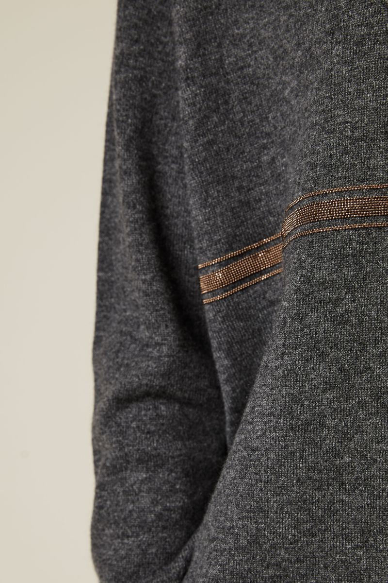 Cashmere Pullover mit Perlendetails Grau
