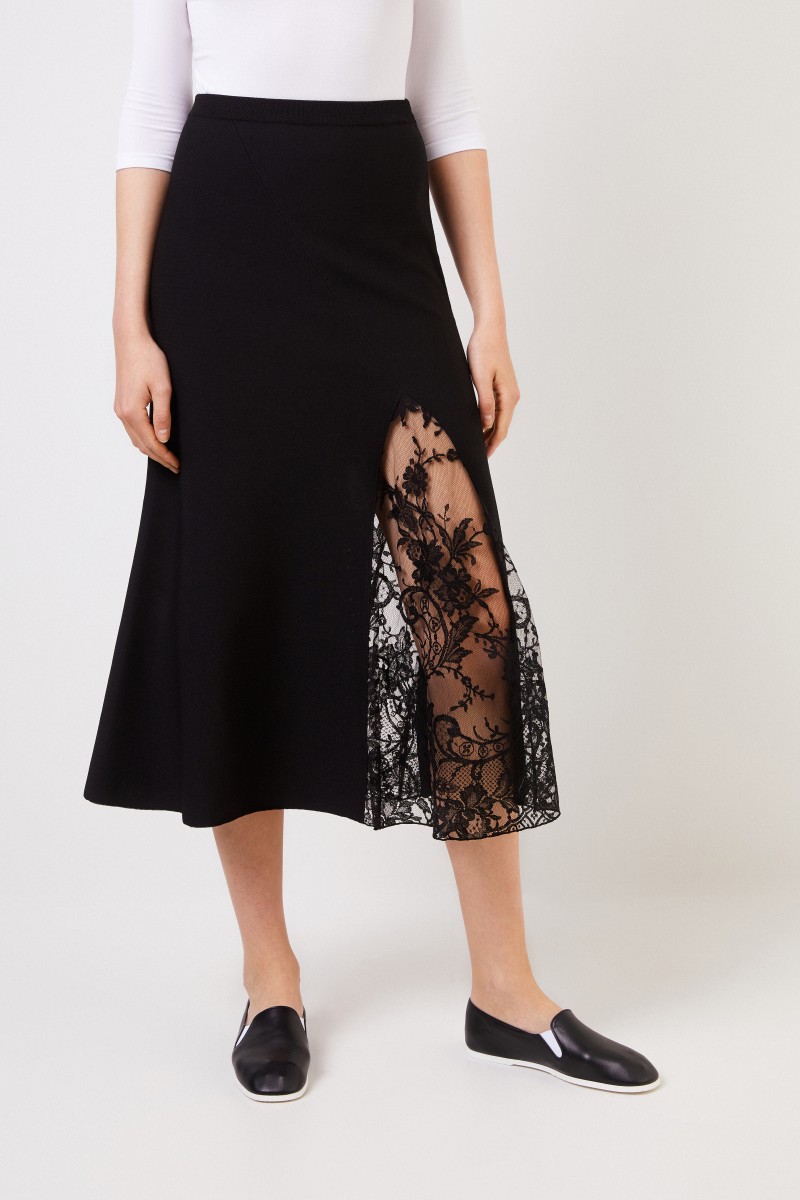 Givenchy Midirock mit Lace-Einsatz Schwarz