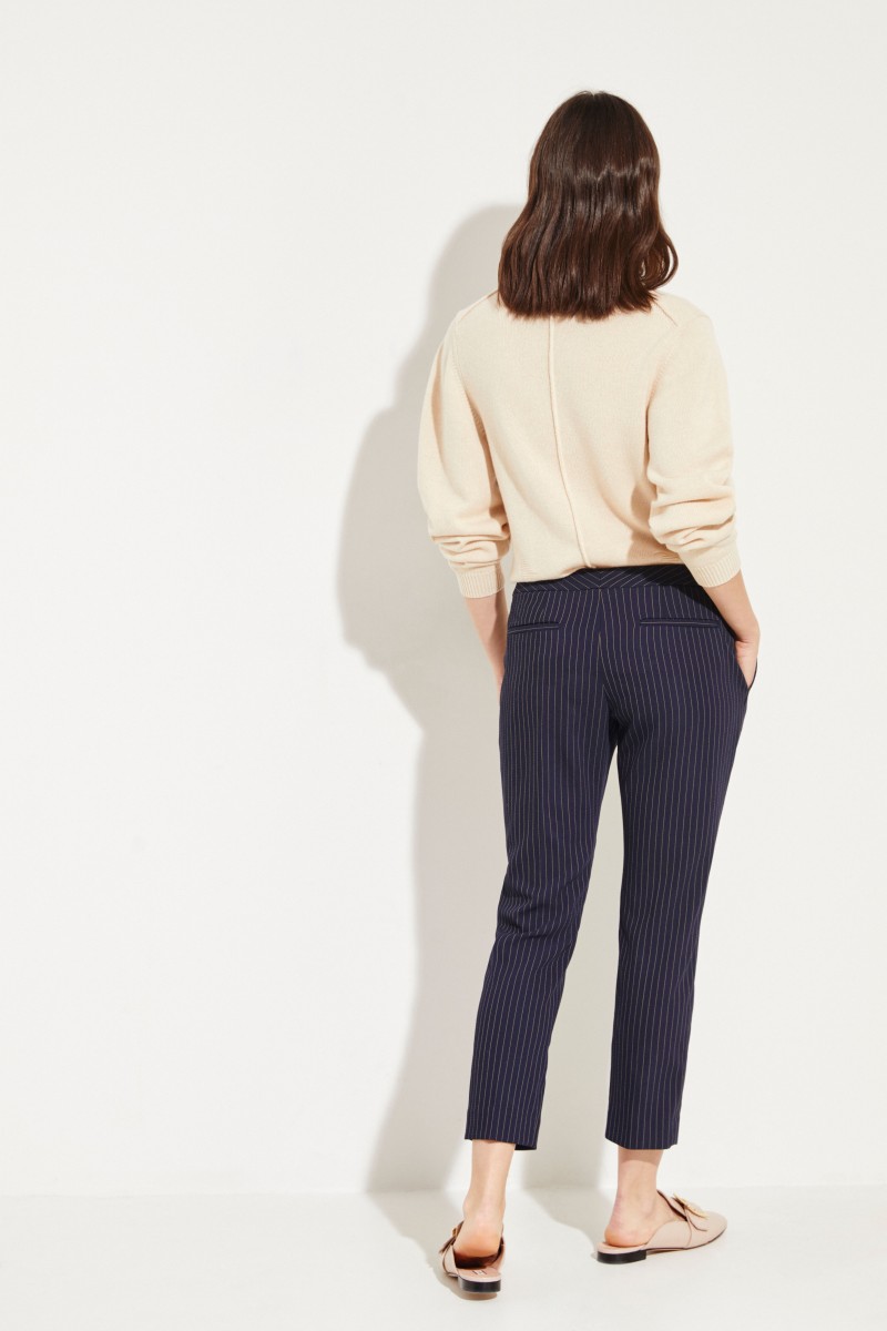 Woll-Hose mit Nadelstreifen Midnight
