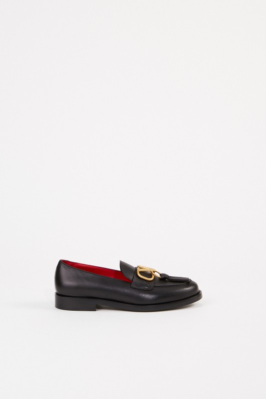 Valentino Leder-Loafer mit V-Logo Schwarz