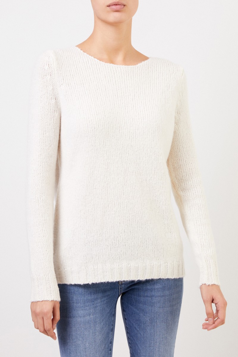 Allude Baumwoll-Mohair-Pullover Weiß
