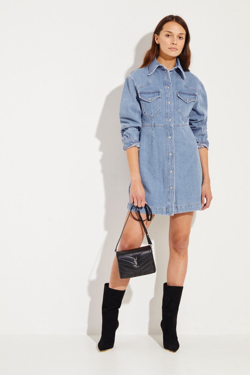 Jeans-Hemdblusenkleid 'Vilma' Blau