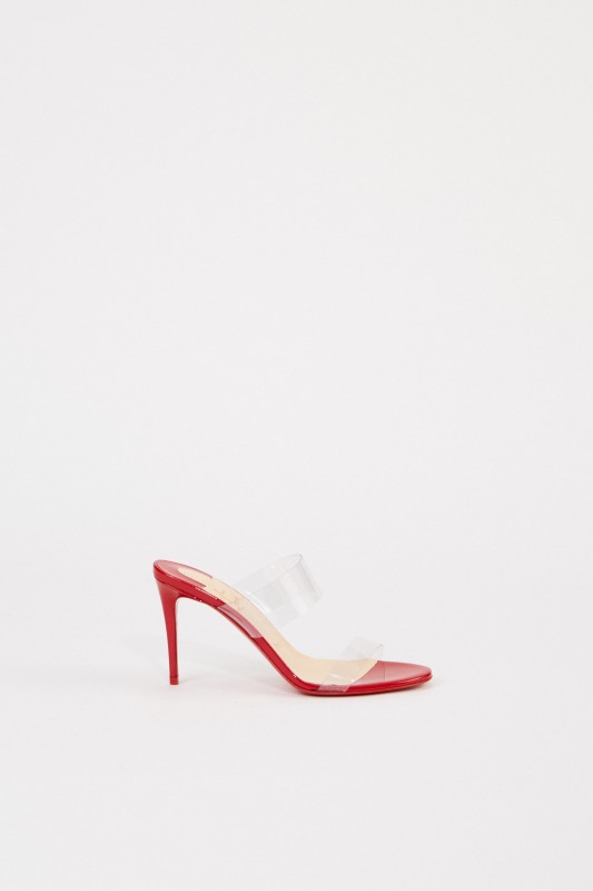 Christian Louboutin Mules 'Just Nothing 85 Patent' Rot/Transparent
