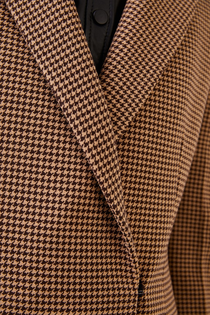 Joseph Woll-Mantel mit Hahnentritt Beige/Schwarz