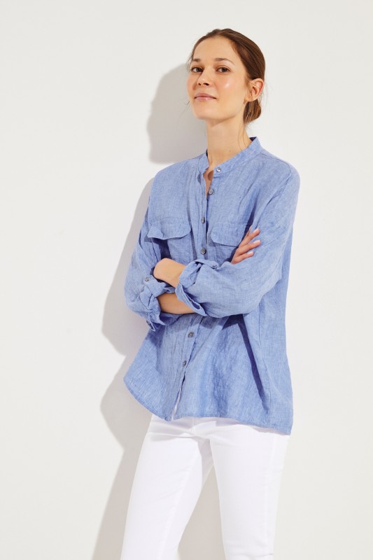 Oversize Leinenbluse 'Sandyl' Blau